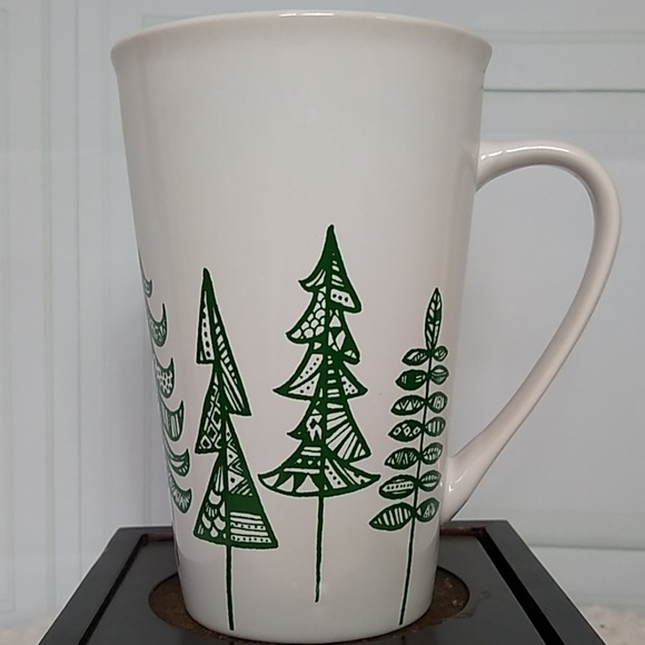 Starbucks 2015 Christmas Tree Green White Tall Handled Coffee Mug 14.67 fl. oz - Picture 3 of 7
